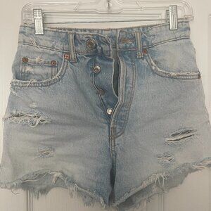 Denim ripped shorts by Zara - size 2